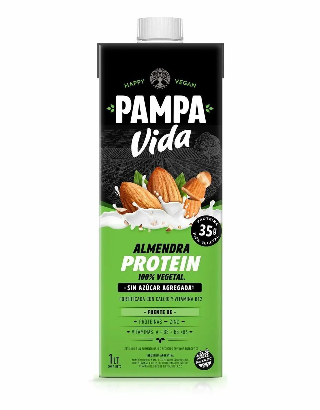 Leche de Almendras con Proteinas Pampa vida sin azucar x1L
